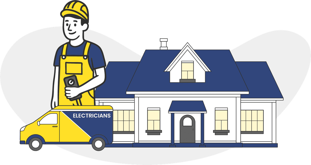 Smiling house painter holding a roller brush beside a residential home and branded painters van, representing professional house painting services